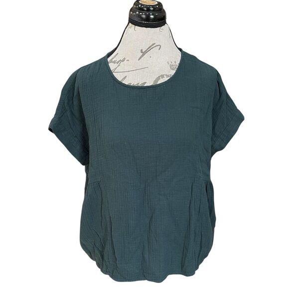 Madewell Womens Blouse Sz Small Lightspun Cuffed-Sleeve Shirred Bohemian Boho - Picture 2 of 12